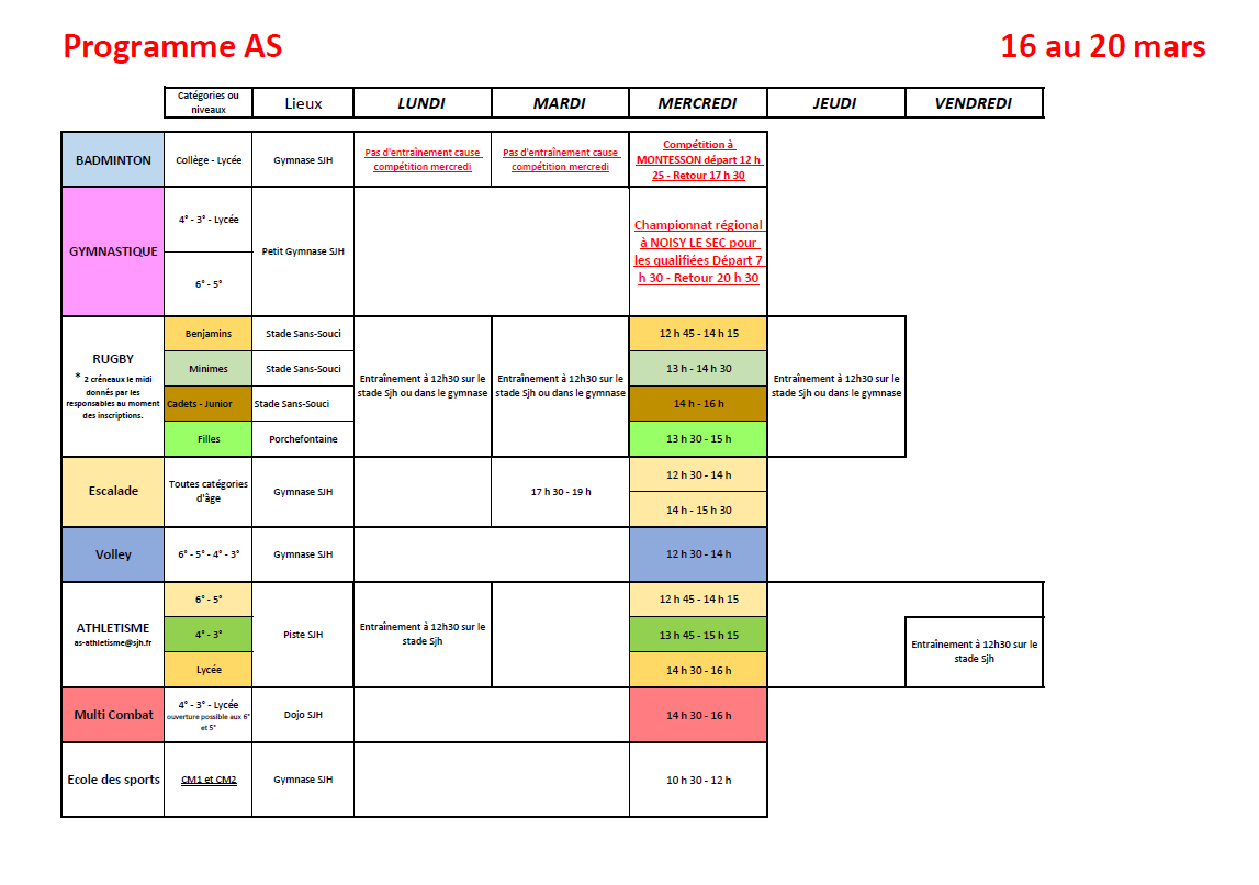 16 au 20 mars 2026 as